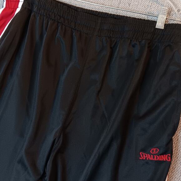 Spalding Track Pants Mens XL 40X32 Black/Red Stripes Performance Embroidered Y2K - Picture 6 of 15